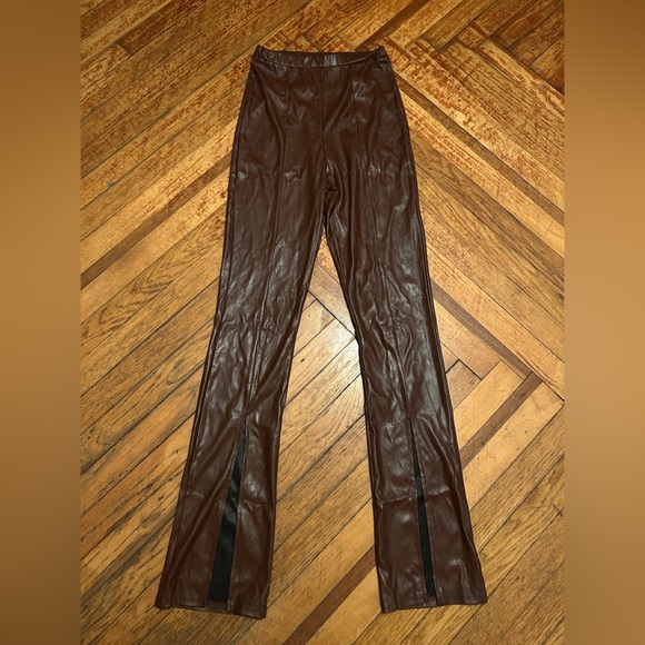 PrettyLittleThing Chocolate Leather Pants - Picture 1 of 4